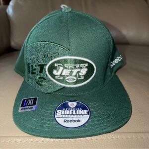 New Reebok NFL Football NY Jets Cap L/XL Official Sideline Headwear Green/White